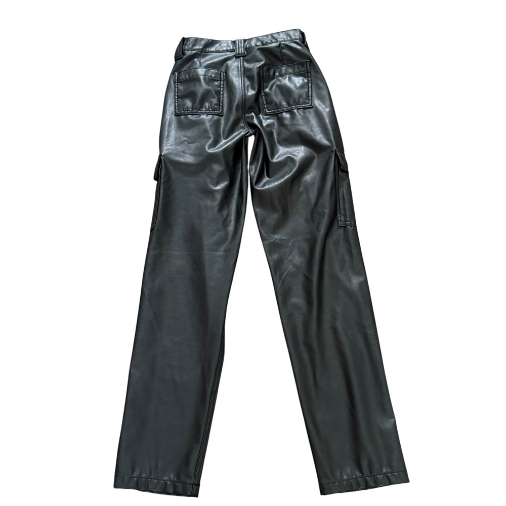 NEW NWT American Eagle Faux Leather Cargo Pants Black Stretch Womens Size‎ 0